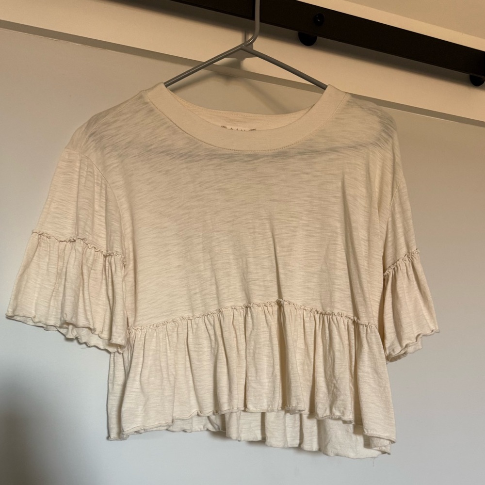Altar'd State Cream Ruffle Crop Top